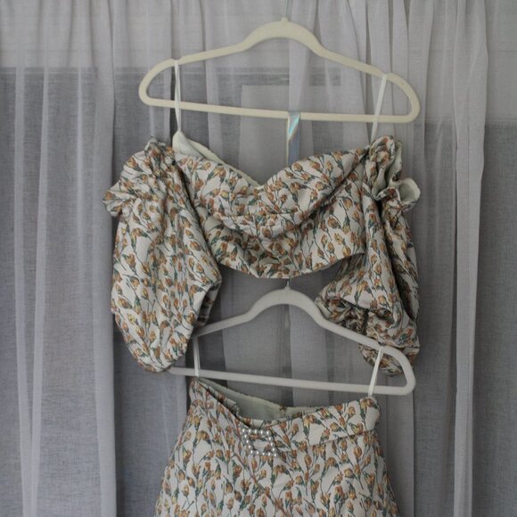 Song of Style Callie Ruffle Crop Top + Skirt Set Floral Size M - Picture 1 of 5